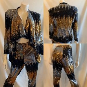 Fashion Nova Sequin Pant Suit Black/Multi
